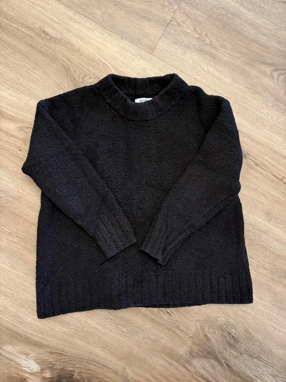 Old Navy Black Textured Crewneck Sweater